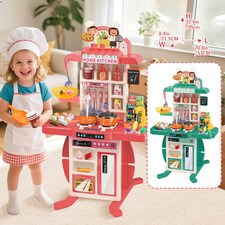 Realistic Kitchen Play Set for Toddlers Steaming Spray Lights Cooking Sounds Pretend Role Play (Pink) thumbnail 7