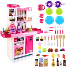 My Little Chef Kitchen Playset Pink Touchscreen Panel, Real Water Features, Lights & Sounds 50 Accessories Ideal for Beginner Role Play