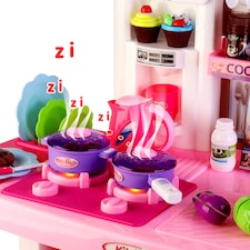 My Little Chef Kitchen Playset Pink Touchscreen Panel, Real Water Features, Lights & Sounds 50 Accessories Ideal for Beginner Role Play thumbnail 2