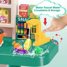 Realistic Kitchen Play Set for Toddlers Steaming Spray Lights Cooking Sounds Pretend Role Play (Green) thumbnail 3