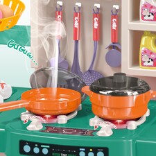 Realistic Kitchen Play Set for Toddlers Steaming Spray Lights Cooking Sounds Pretend Role Play (Green) thumbnail 4