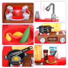 My Little Chef Kitchen Play Set – 30 Accessories | Light & Sound Features (Red) thumbnail 3