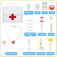 Wooden Pretend Play Doctor Set – Portable Medical Case with Realistic Wooden Tools thumbnail 2