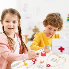 Wooden Pretend Play Doctor Set – Portable Medical Case with Realistic Wooden Tools thumbnail 5