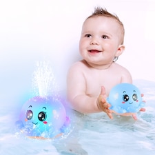 Octopus Bath Time Toy for Babies Toddler Light Up Floating Fountain with Spraying Water Multicolour LED Lights (Blue) thumbnail 8