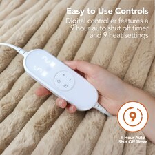 Igenix Luxury Heated Throw 160 x 130 cm, 120W, Polyester, 1-9hr Timer, Machine Washable, Latte thumbnail 4