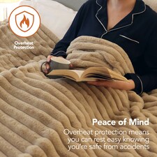 Igenix Luxury Heated Throw 160 x 130 cm, 120W, Polyester, 1-9hr Timer, Machine Washable, Latte thumbnail 5