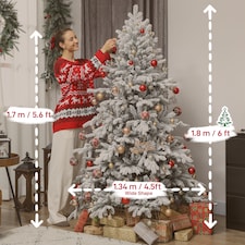 HOMCOM 6ft Snow Flocked Christmas Tree with Realistic Tips, Wide Hinged Xmas Tree with Foldable Metal Stand, Easy Assembly for Home Decor | Green thumbnail 5