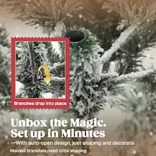 HOMCOM 6ft Snow Flocked Christmas Tree with Realistic Tips, Wide Hinged Xmas Tree with Foldable Metal Stand, Easy Assembly for Home Decor | Green thumbnail 6