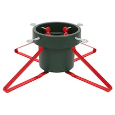 Neo Christmas Tree Stand for Real Trees up to 8ft Extra Large Heavy Duty Metal Base | Green | Green And Red