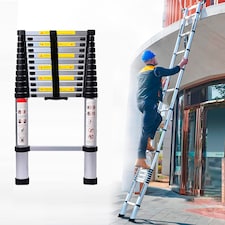 Neo 2.9M / 3.2M / 3.8M / 4.6M Extendable Portable Foldable Telescopic Ladder | Silver | 3.8M thumbnail 2