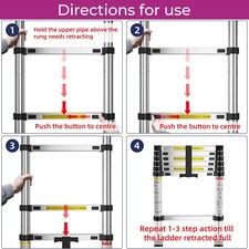 Neo 2.9M / 3.2M / 3.8M / 4.6M Extendable Portable Foldable Telescopic Ladder | Silver | 3.8M thumbnail 6