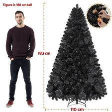 Yaheetech 183cm Artificial Christmas Tree with Foldable Stand Black thumbnail 3