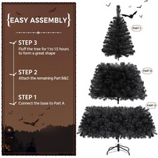 Yaheetech 183cm Artificial Christmas Tree with Foldable Stand Black thumbnail 5
