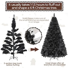 Yaheetech 183cm Artificial Christmas Tree with Foldable Stand Black thumbnail 6