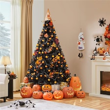 Yaheetech 219 cm Tall Hinged Fir Holiday Decoration Artificial Christmas Tree Black thumbnail 2