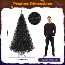 Yaheetech 219 cm Tall Hinged Fir Holiday Decoration Artificial Christmas Tree Black thumbnail 3