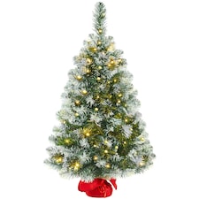 Yaheetech Pre-Lit Frosted Mini Christmas Tree with Cement Base