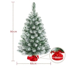 Yaheetech Pre-Lit Frosted Mini Christmas Tree with Cement Base thumbnail 3