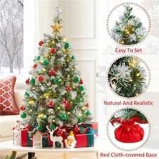 Yaheetech Pre-Lit Frosted Mini Christmas Tree with Cement Base thumbnail 4