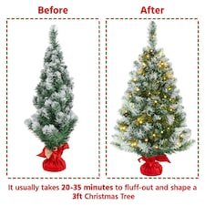 Yaheetech Pre-Lit Frosted Mini Christmas Tree with Cement Base thumbnail 5