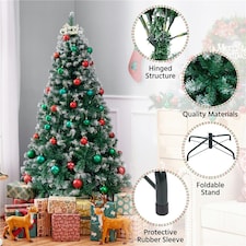 Yaheetech 183cm Frosted Artificial Christmas Tree Green thumbnail 4