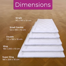 Neo Mattress Topper Soft Memory Foam Plush Bounce Fibre Breathable Diamond Quilted Fabric Elastic Anti Slip Corner Straps Secure Fit All UK Bed Sizes | White | White | Small Double | 1 thumbnail 5