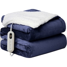Neo Navy Electric Heated Throw Over Blanket - Reversible | Blue | Navy