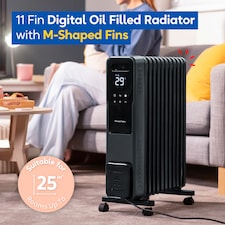 Russell Hobbs® RHOFR2500-M-D 2.5kW 11 Fin Digital Oil Filled Radiator with M-Shaped Fins Touch Control and Remote in Graphite thumbnail 3