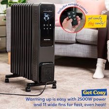 Russell Hobbs® RHOFR2500-M-D 2.5kW 11 Fin Digital Oil Filled Radiator with M-Shaped Fins Touch Control and Remote in Graphite thumbnail 4