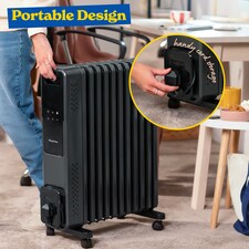 Russell Hobbs® RHOFR2500-M-D 2.5kW 11 Fin Digital Oil Filled Radiator with M-Shaped Fins Touch Control and Remote in Graphite thumbnail 8