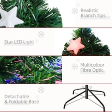 HOMCOM 5FT Prelit Artificial Christmas Tree Fibre Optic LED Light Decoration thumbnail 7