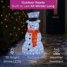 Neo Large 70cm Acrylic Light Up Snowman Outdoor Festive Christmas Garden Porch Decoration Display Warm White Bright LEDs Illuminated Weatherproof thumbnail 3