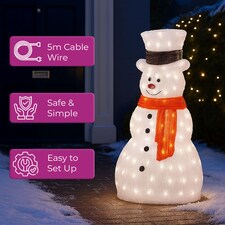 Neo Large 70cm Acrylic Light Up Snowman Outdoor Festive Christmas Garden Porch Decoration Display Warm White Bright LEDs Illuminated Weatherproof thumbnail 5