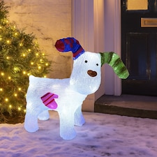 Neo LED Snowdog Christmas Decoration 24 Ice White Lights The Snowman & The Snowdog Battery Powered Indoor Outdoor Festive Light Display Ornament Design (31cm) thumbnail 2