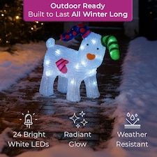 Neo LED Snowdog Christmas Decoration 24 Ice White Lights The Snowman & The Snowdog Battery Powered Indoor Outdoor Festive Light Display Ornament Design (31cm) thumbnail 3