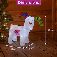 Neo LED Snowdog Christmas Decoration 24 Ice White Lights The Snowman & The Snowdog Battery Powered Indoor Outdoor Festive Light Display Ornament Design (31cm) thumbnail 6