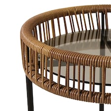 Charles Bentley Zanzibar Coffee Table Natural Side Rattan Side Table Brown thumbnail 3