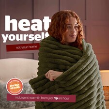 Silentnight Luxury Faux Fur Ribbed Heated Throw, Olive | Green | Olive | One Size | 1 thumbnail 6