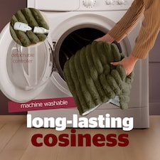 Silentnight Luxury Faux Fur Ribbed Heated Throw, Olive | Green | Olive | One Size | 1 thumbnail 7