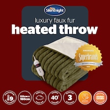 Silentnight Luxury Faux Fur Ribbed Heated Throw, Olive | Green | Olive | One Size | 1 thumbnail 9