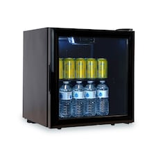 SIA DC3B Mini Drinks Fridge, Table Top 46L Wine Cooler With Glass Door, Black