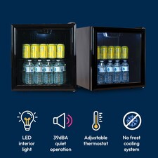SIA DC3B Mini Drinks Fridge, Table Top 46L Wine Cooler With Glass Door, Black thumbnail 3