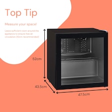 SIA DC3B Mini Drinks Fridge, Table Top 46L Wine Cooler With Glass Door, Black thumbnail 4