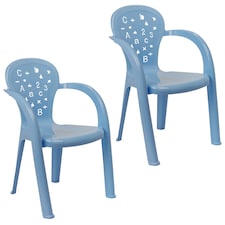 Coloured Plastic Kids Chairs Stackable Nursery Indoor Outdoor Party Garden Play | Blue | 2 Pcs Blue