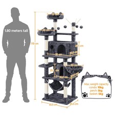 Yaheetech 170 cm Multi-Level Cat Play House Dark Grey thumbnail 3