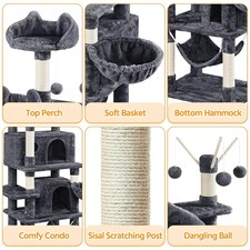 Yaheetech 170 cm Multi-Level Cat Play House Dark Grey thumbnail 4