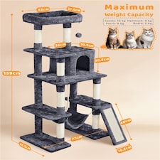 Yaheetech Large Cat Tower with Hammock Scratching Posts Dark Grey thumbnail 3