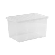 Wham Crystal 5 x 60L Stackable Plastic Storage Boxes with Lids Clear | Clear thumbnail 10