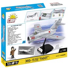 MiG-15 Fagot brick plane model - Korean War - COBI 2416 - 504 bricks thumbnail 2